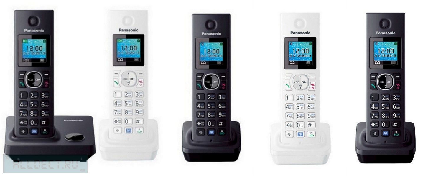 Panasonic KX-TG 7852 RU1 чёрный/белый ( 7855 - 5 трубок в комплекте)